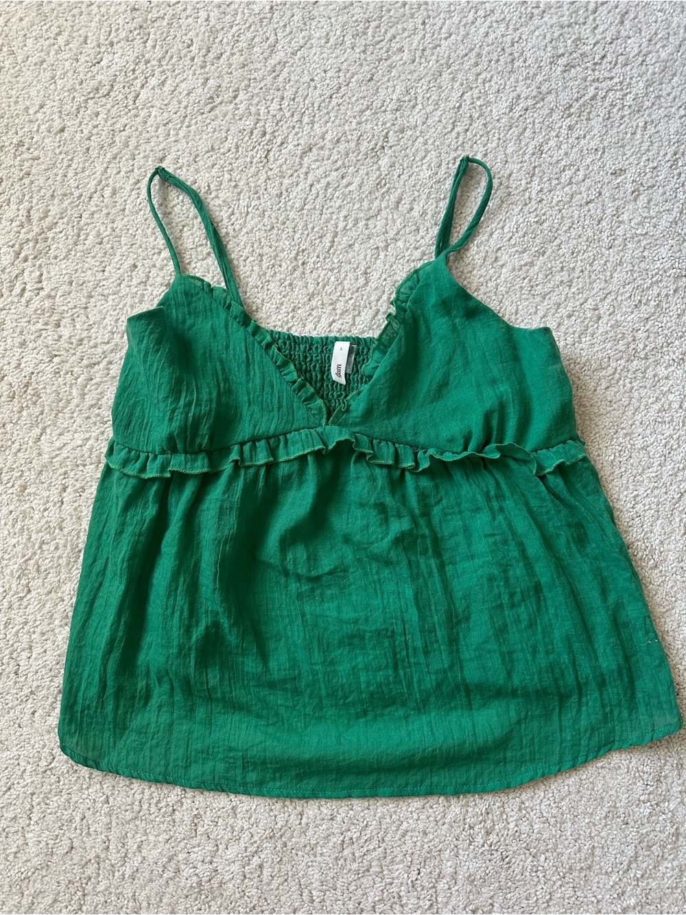 glam Emerald Green Ruffle Trim Camisole